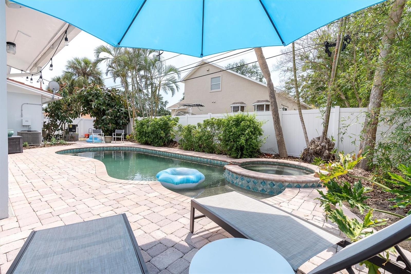 The pool is ready for summer!  Plus a hot tub for those achy joints or cool evenings.