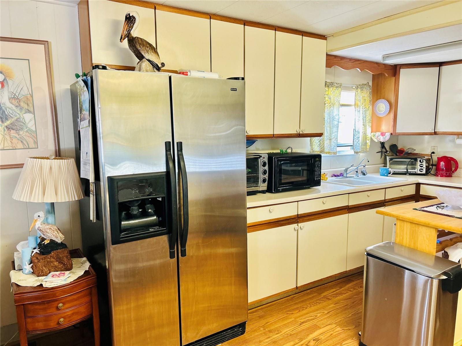 Kitchen with Stainless Refrigerator