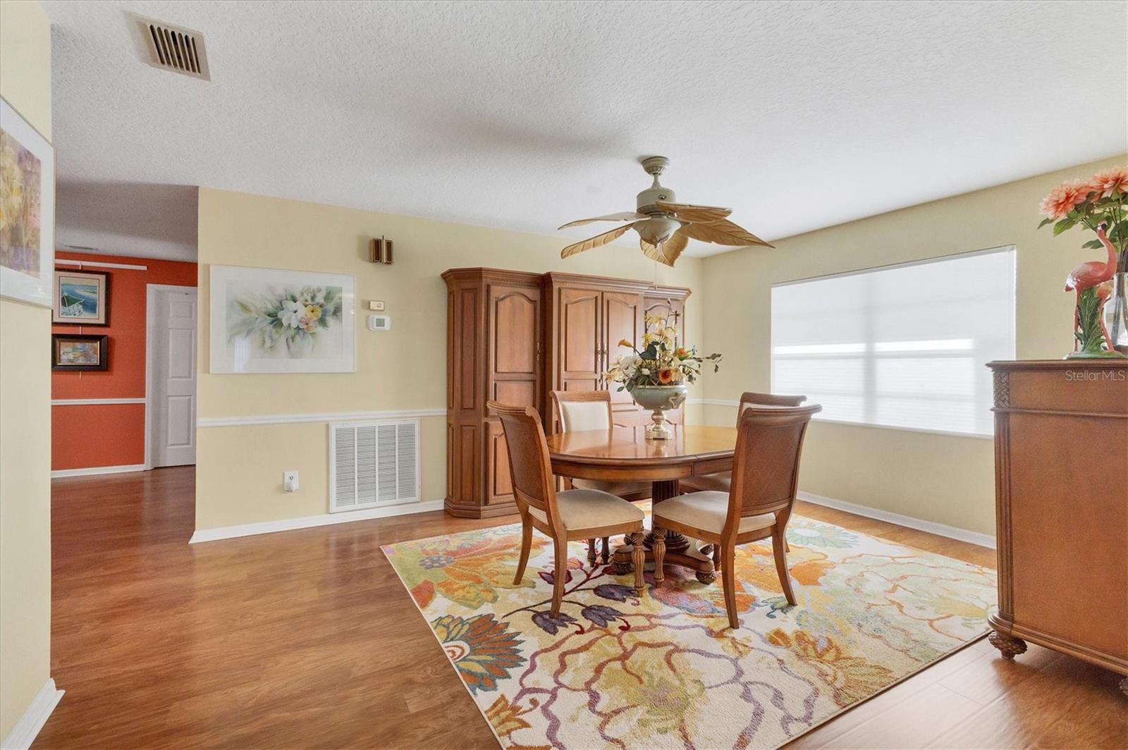dining room is very large and sunny