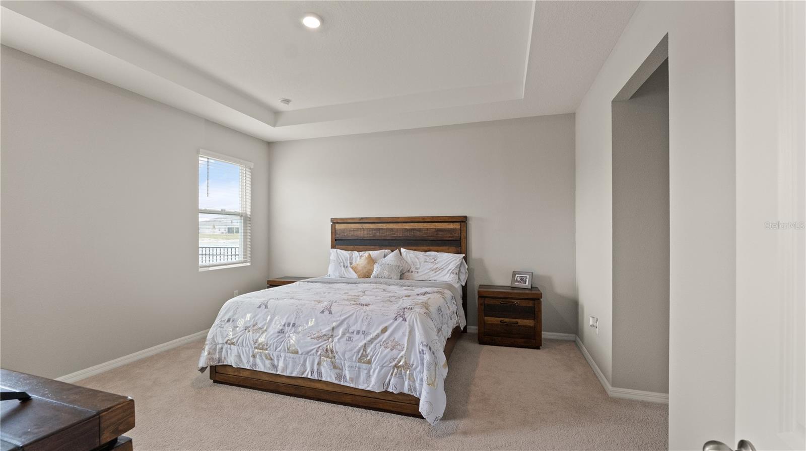 Primary Bedroom with Tray Ceilings, Pond Views, EnSuite, Dual Closets