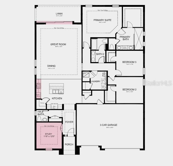 Structural options added include: Gourmet kitchen, study in place of flex, pocket sliding glass door at gathering room, 8' interior doors, and tray ceiling at foyer, primary suite and gathering room.