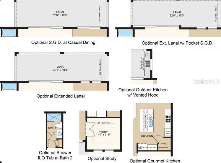 Structural options added include: Gourmet kitchen, study in place of formal dining, shower at main level bathroom, pocket sliding glass door at gathering room, and covered extended lanai.