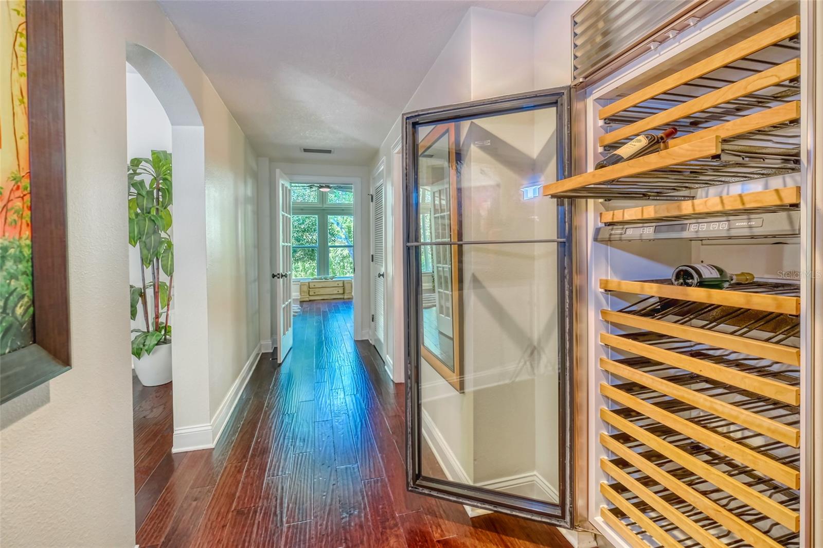 Wine cooler just outside the dining area