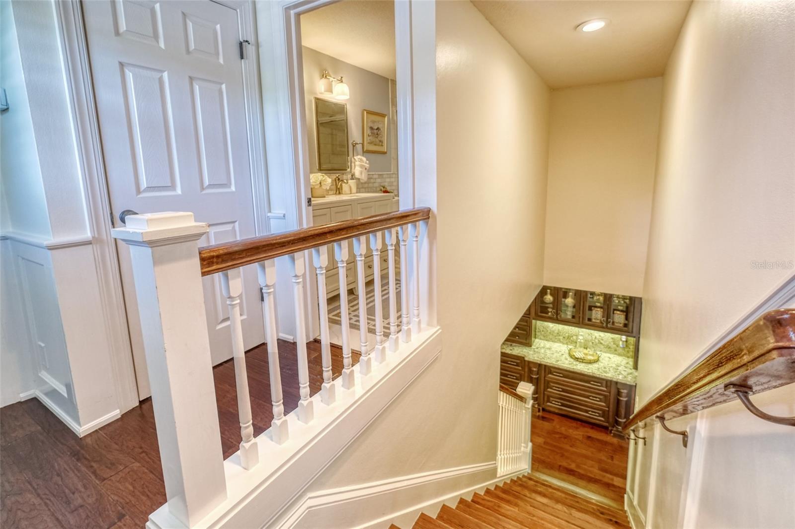 One of two upstairs guest rooms