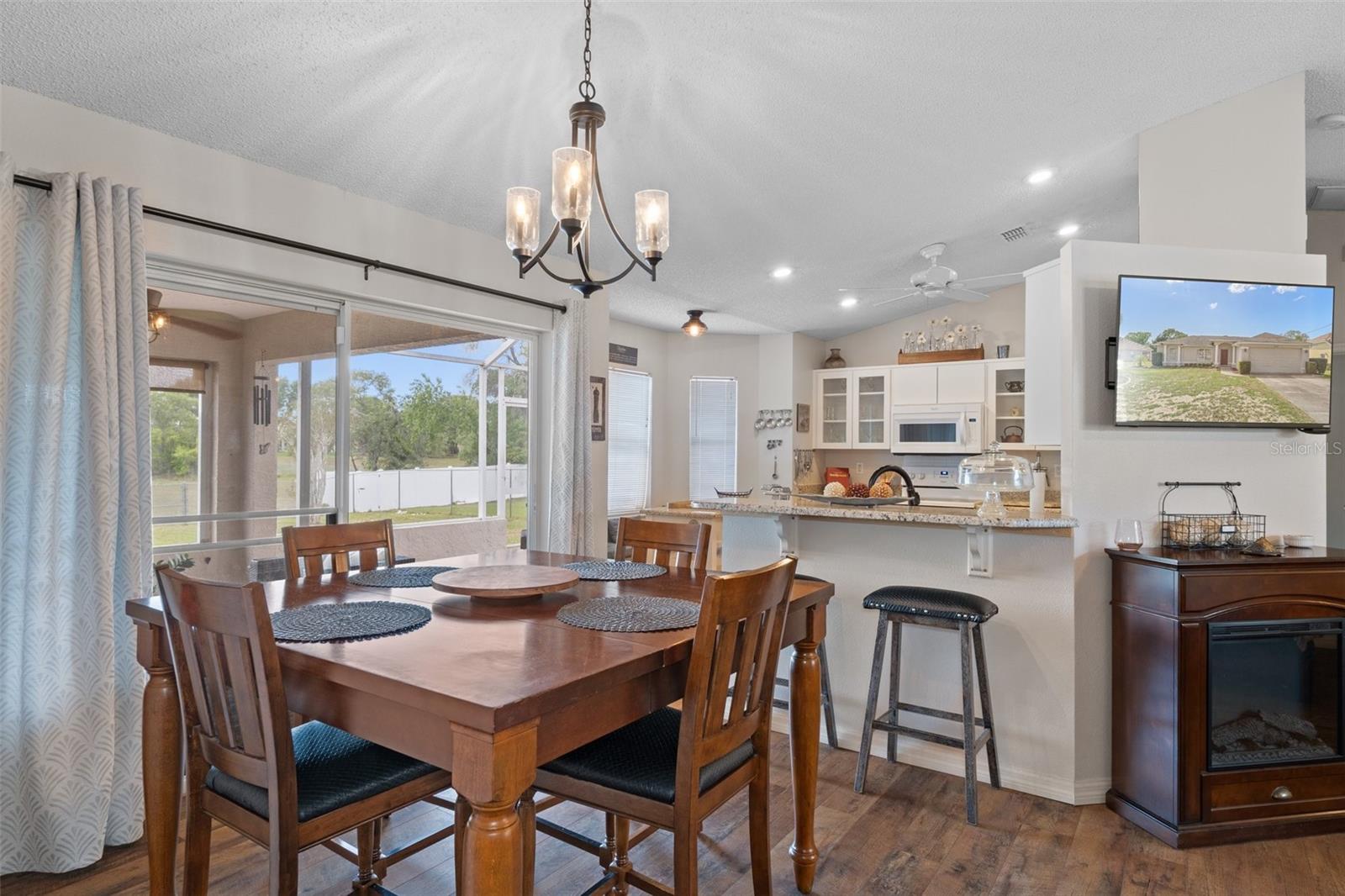 Dining Area with gorgeous chandelier
