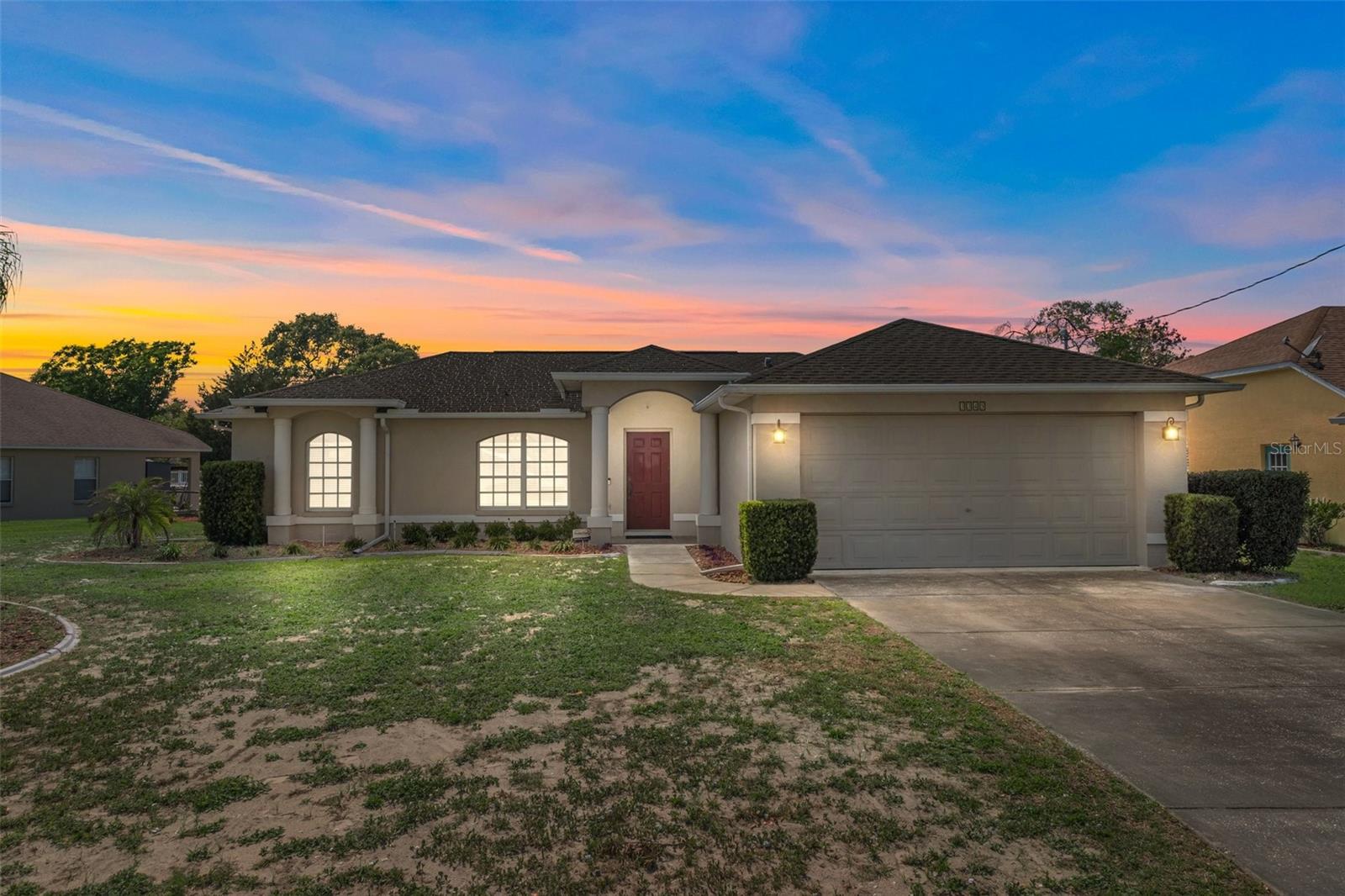 Twilight view of the home