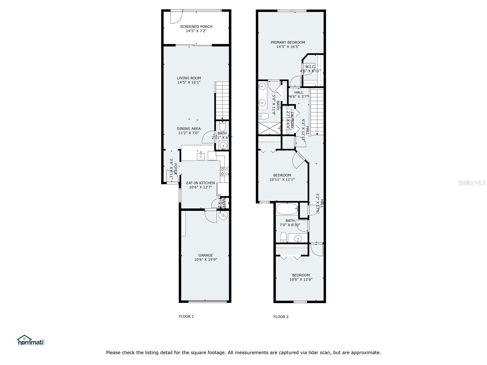 1 & 2 Floor plan with dimensions
