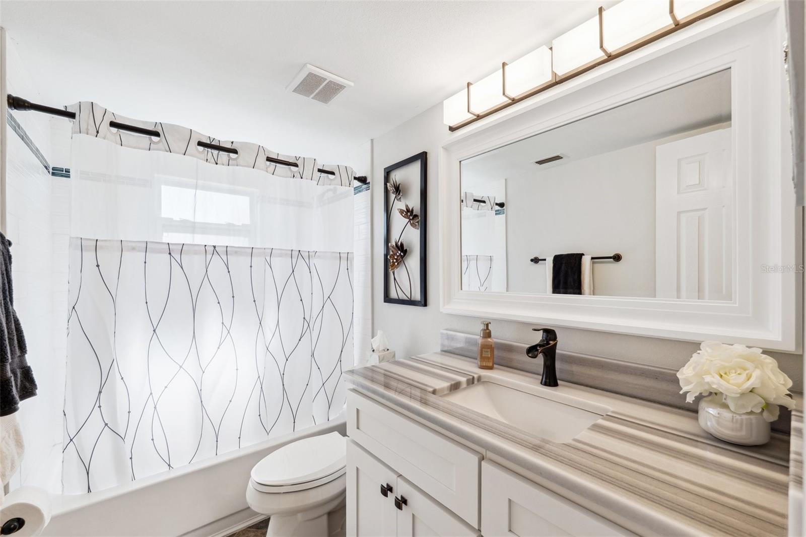 Nicely updated guest bathroom