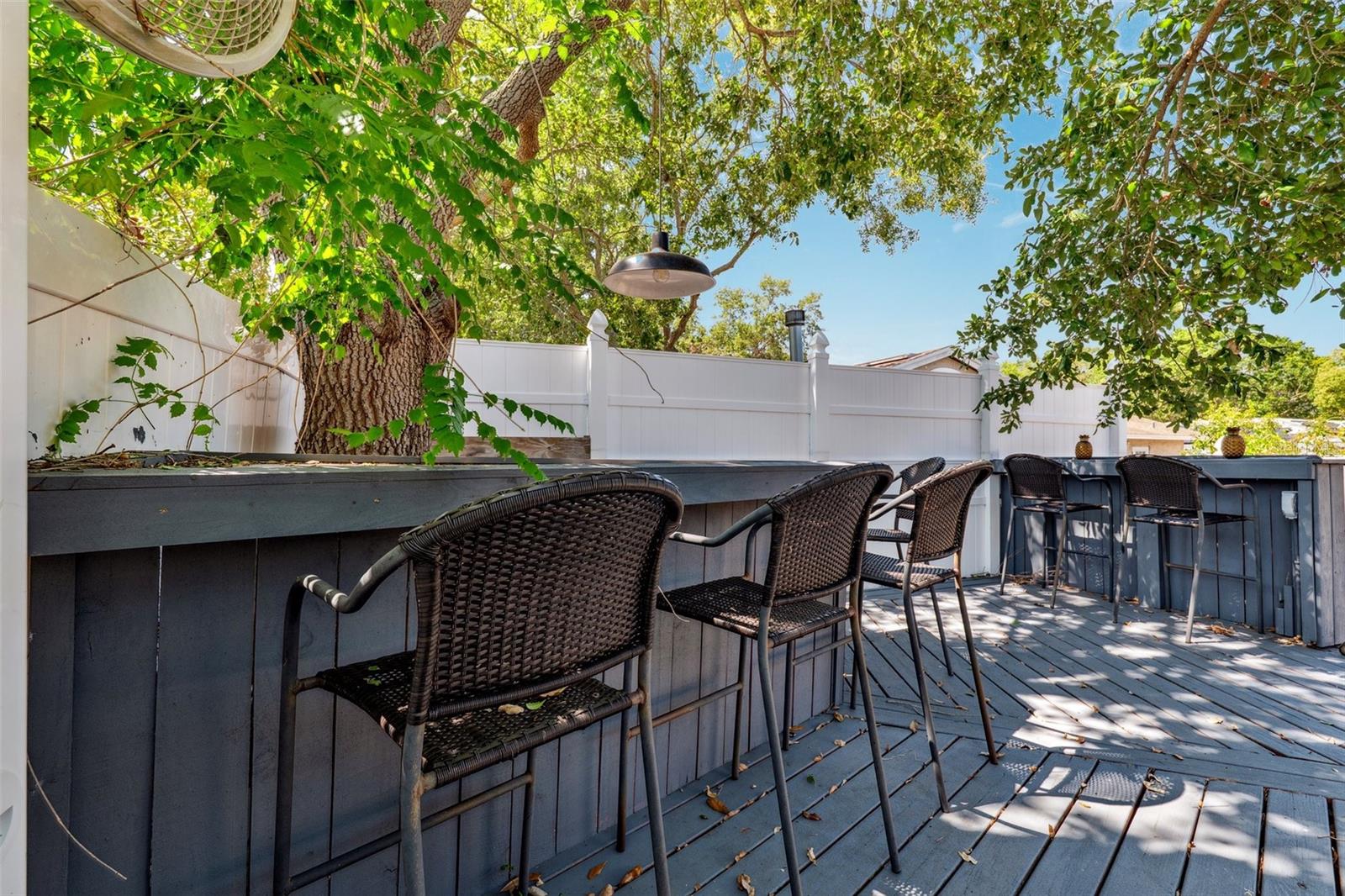 Backyard deck, perfect for entertaining or relaxing