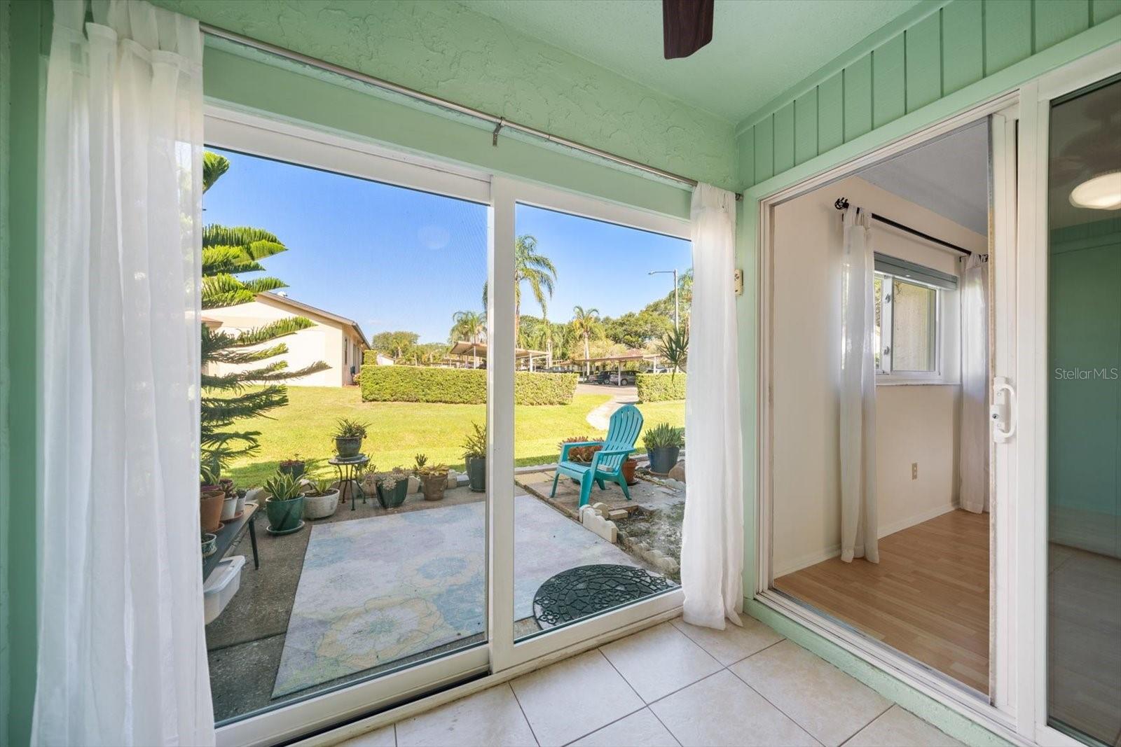 Sunroom leading outside patio