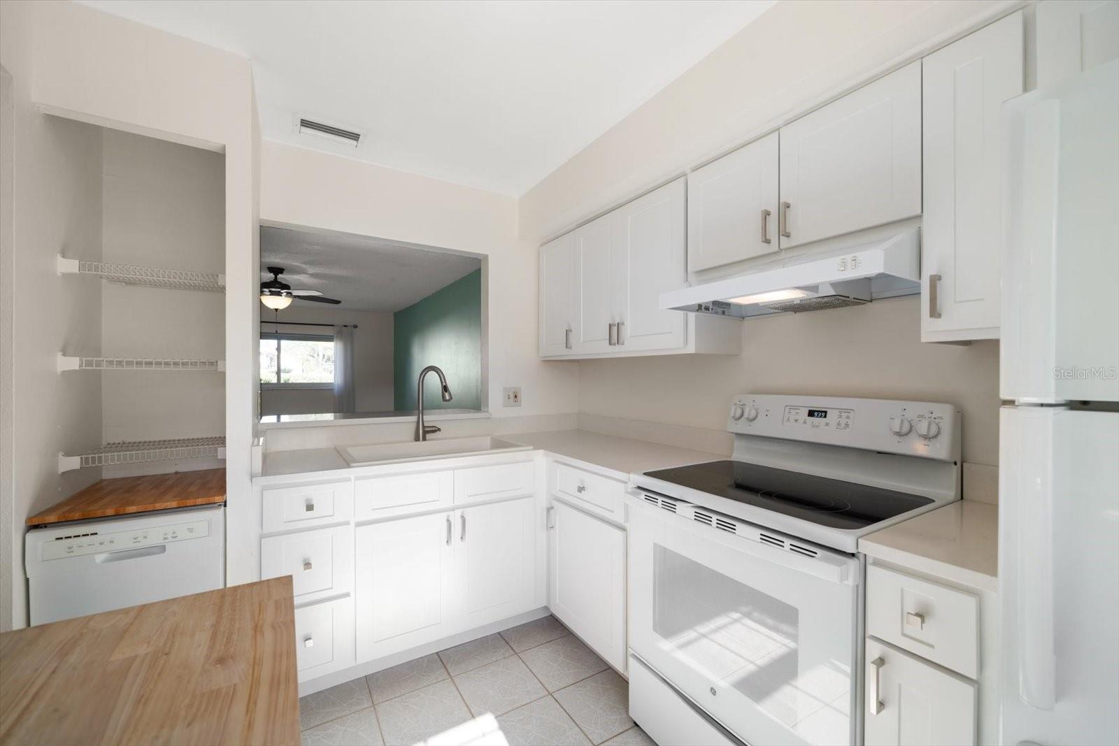 Updated cabinets and quartz counters