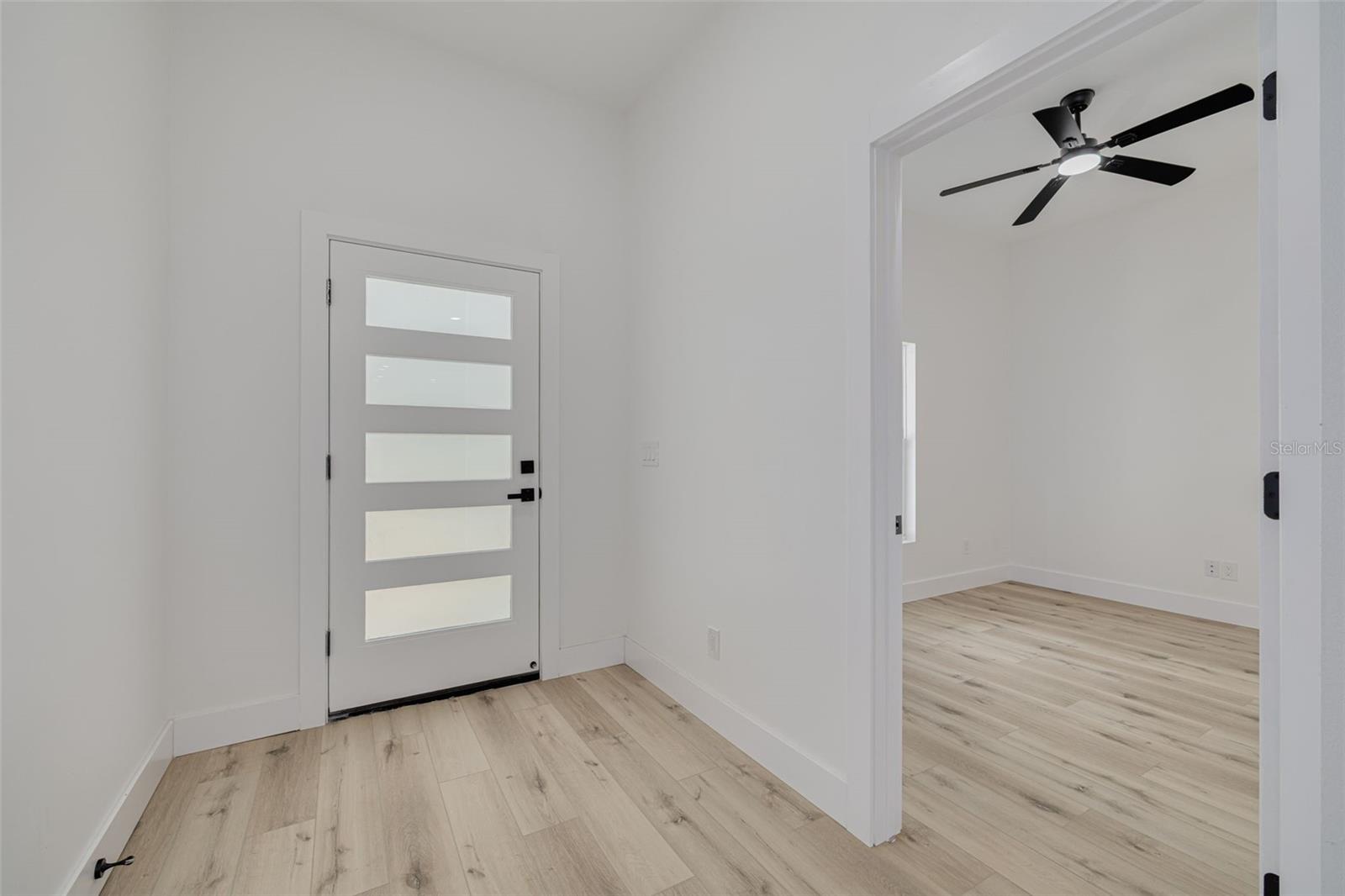 Front door, office to the right