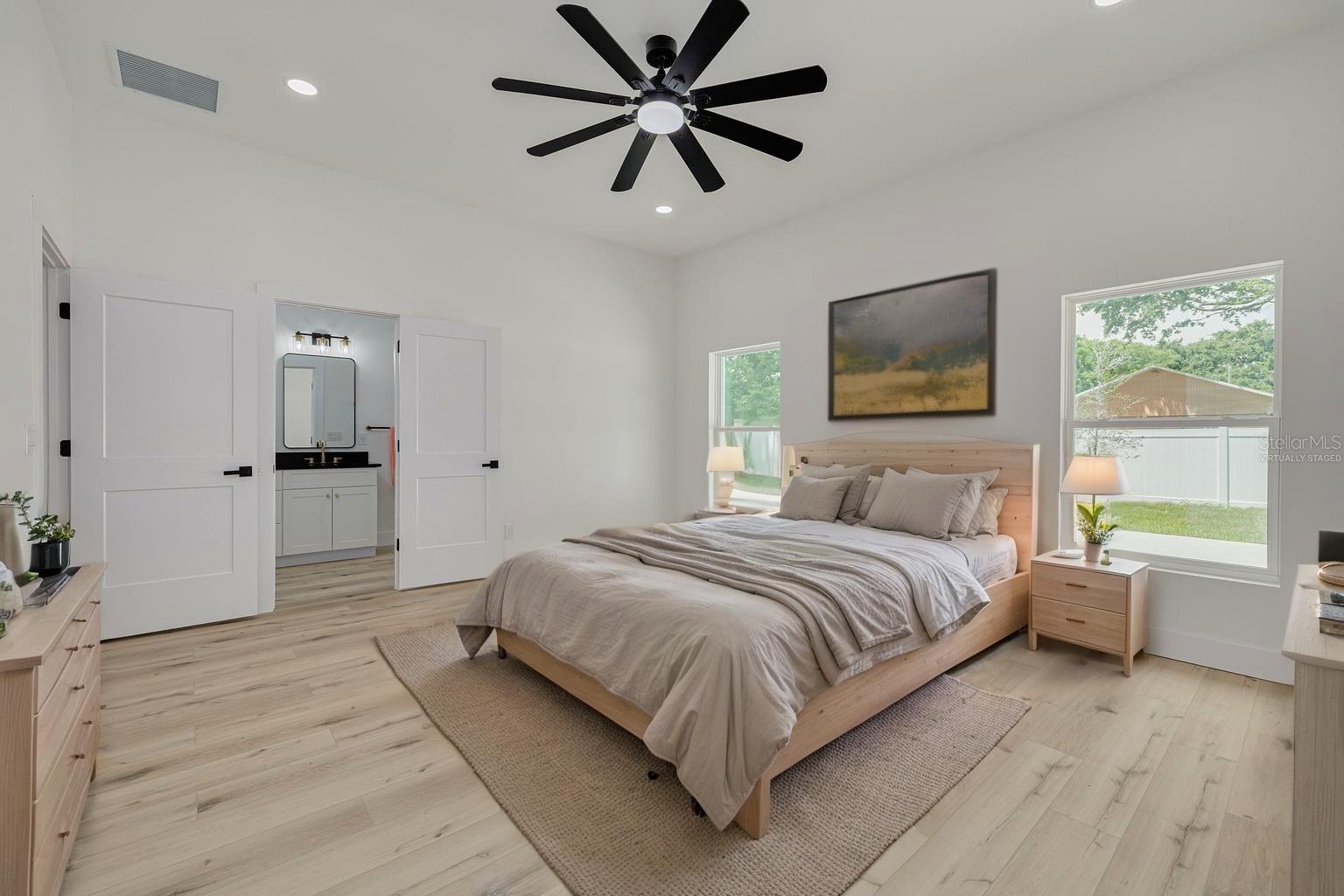 Primary bedroom, virtually staged