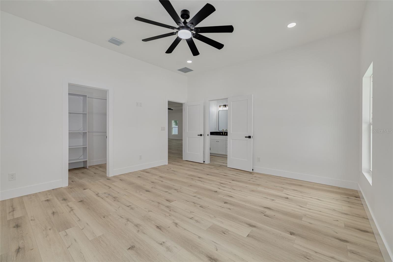 Primary bedroom with walk-in closet