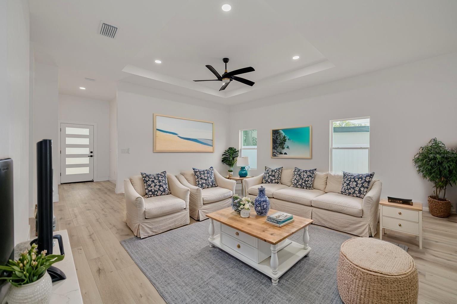 Living room, virtually staged