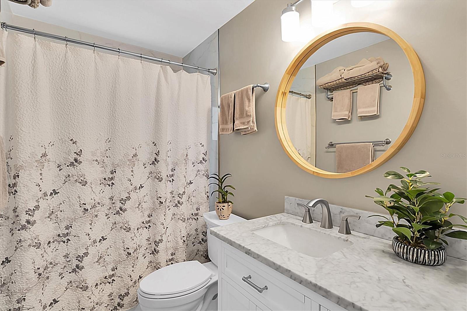 Newly updated hall bathroom.