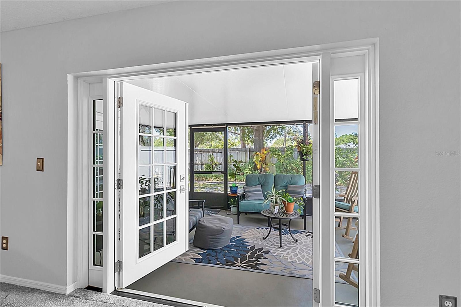 screened in porch off of the living room.