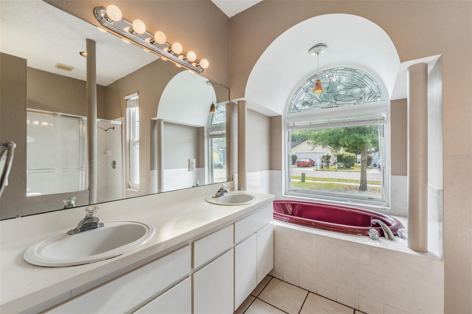 Primary bathroom. Double sinks.