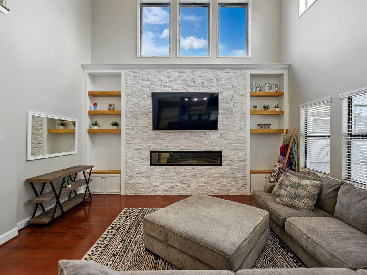 Built in fireplace.