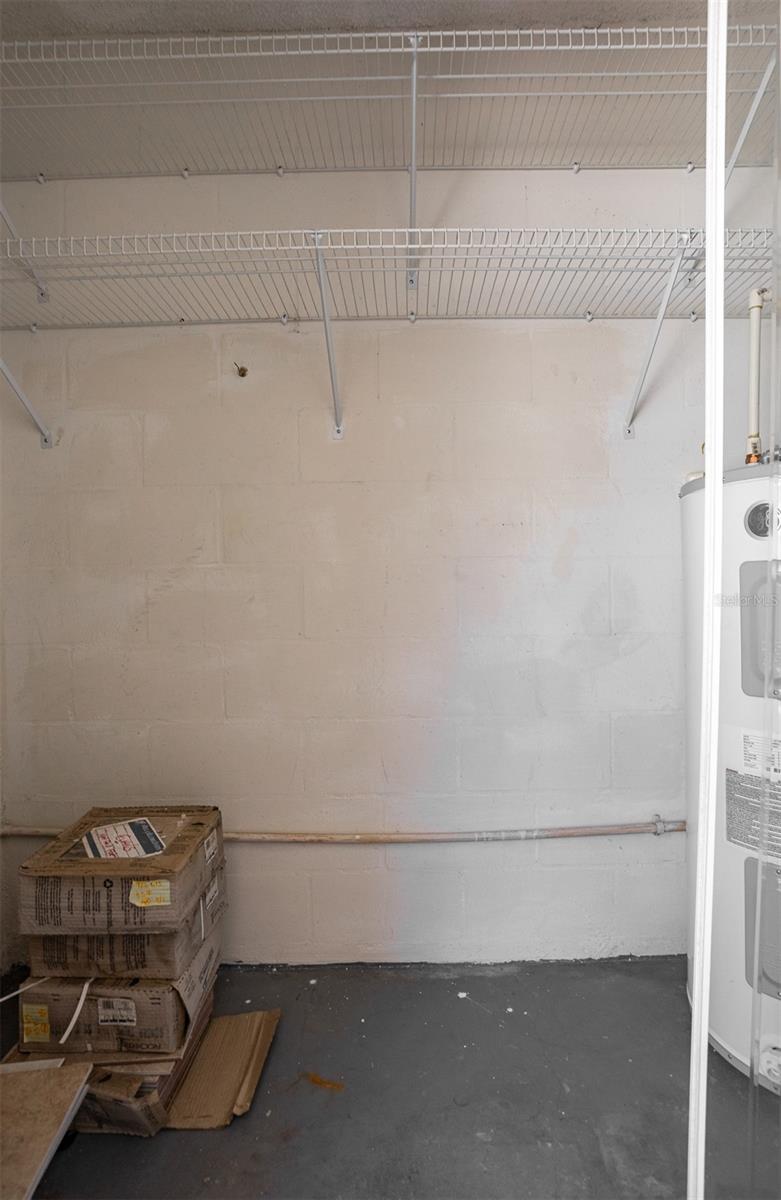 Nice storage located inside the screened patio