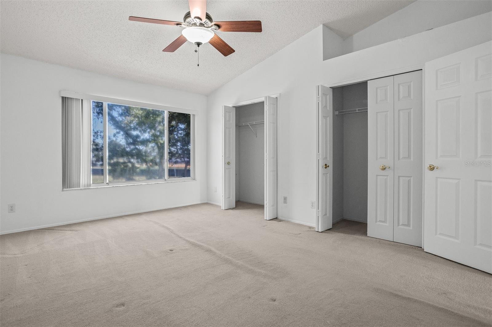 Primary bedroom is upstairs and located on the north end with 2 closets