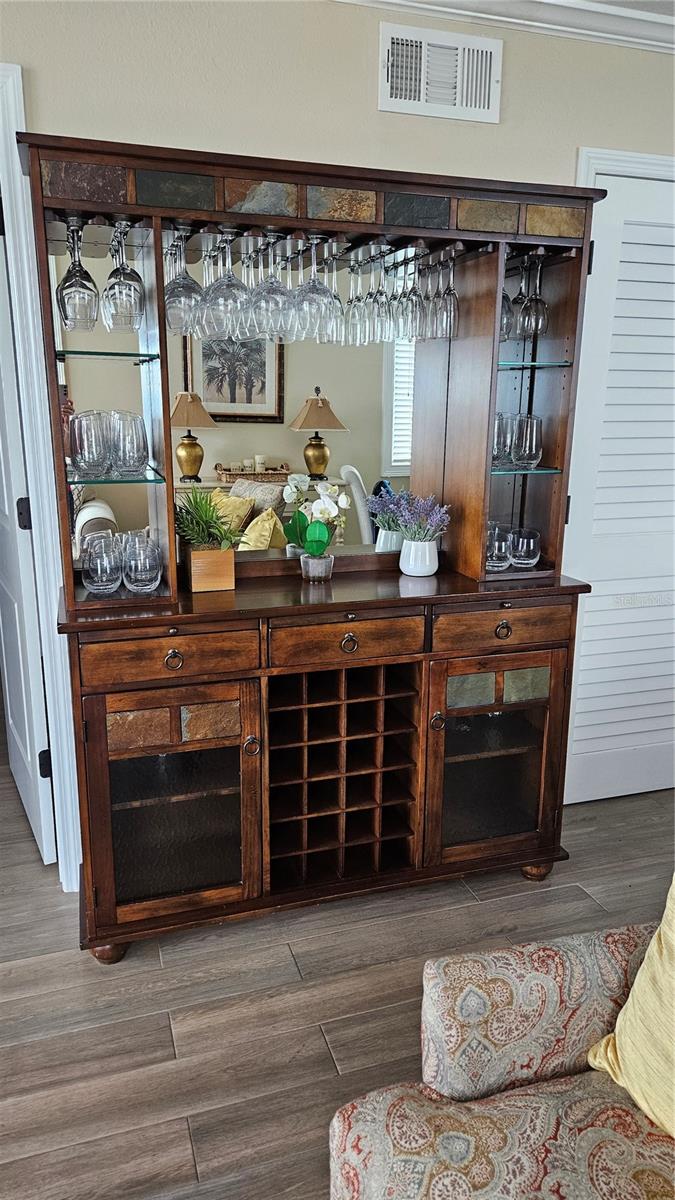Bar includes glassware and accessories