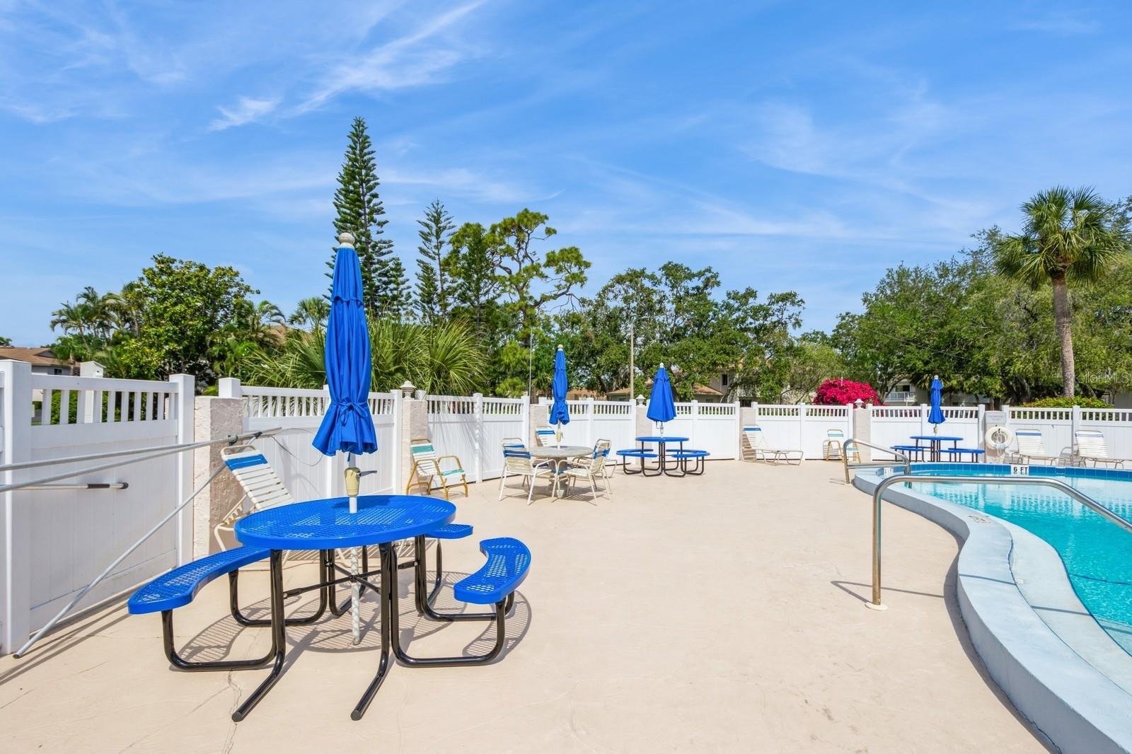 New poolside tables