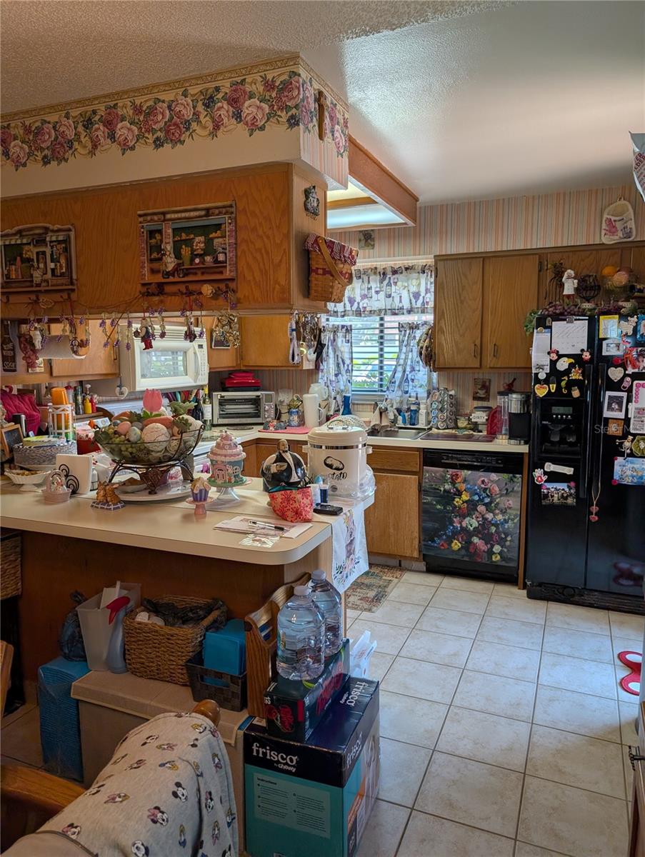 View of kitchen from dining room