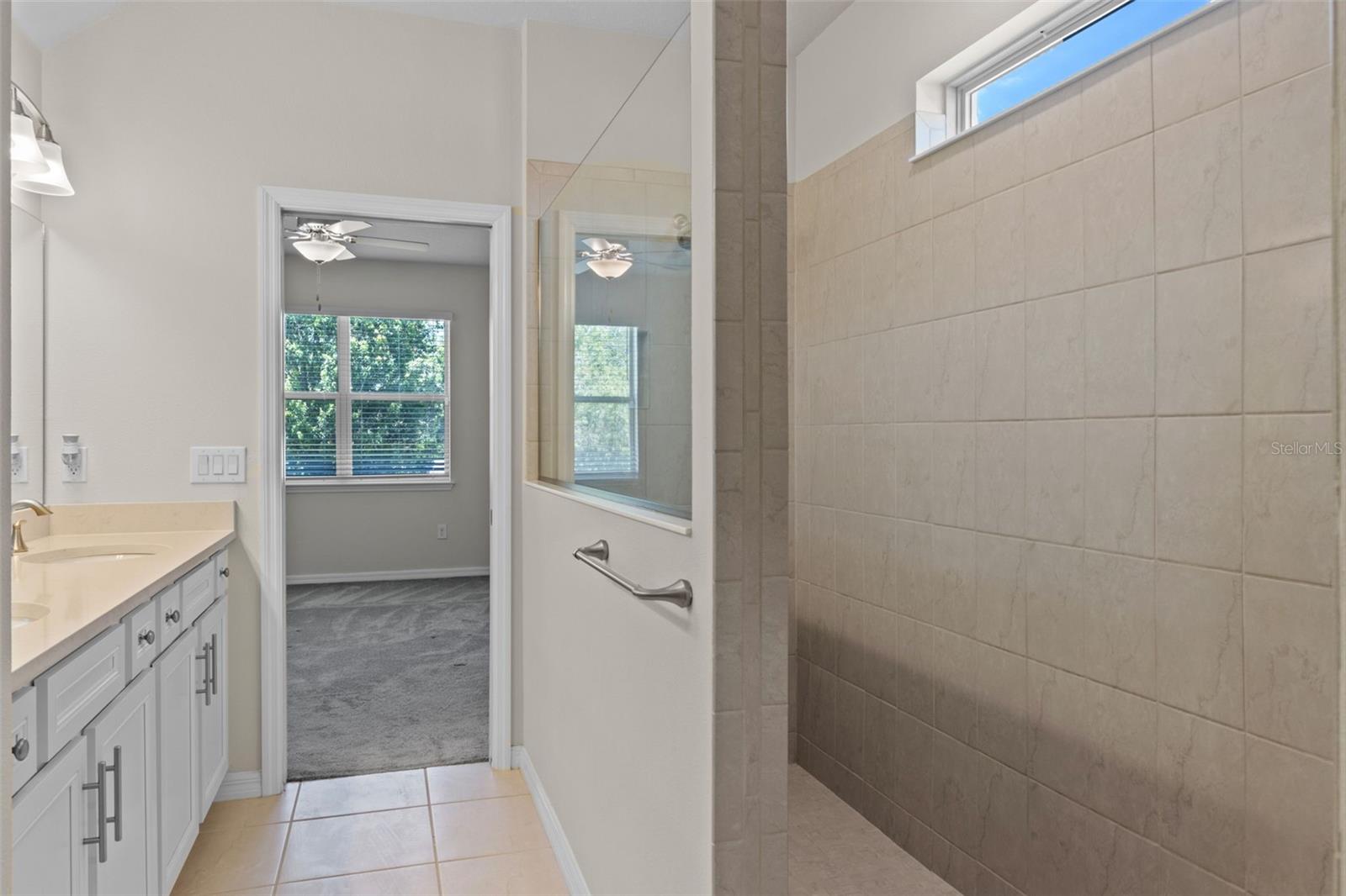 Primary Bathroom Doorless Shower