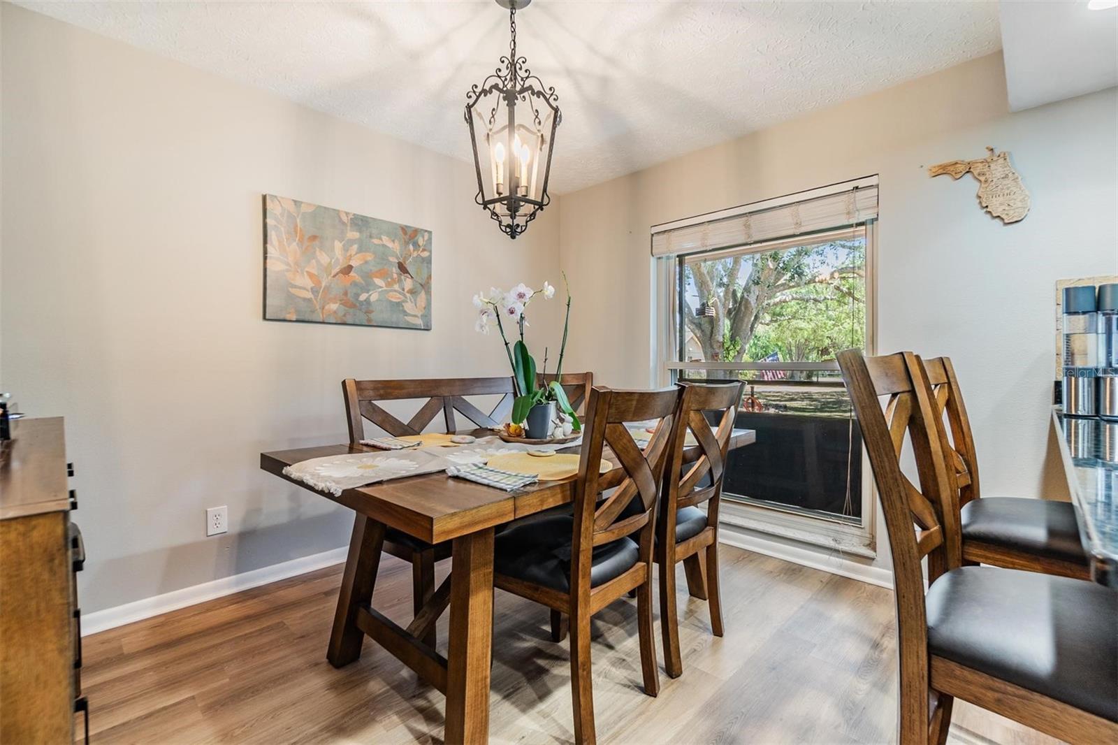 Dining Area Looks Out to the Front Yard