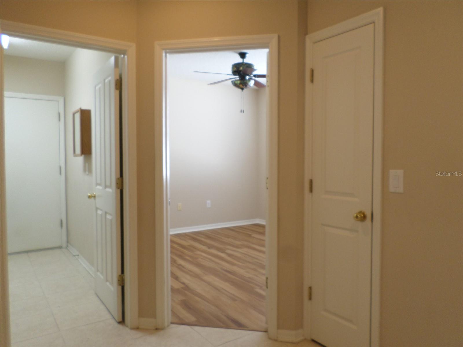 Hallway area with Linen Closet and Laundry Room