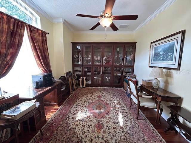 DEN/STUDY w/ Wood Floors, Crown Moldings & Ceiling Fan/Lighting