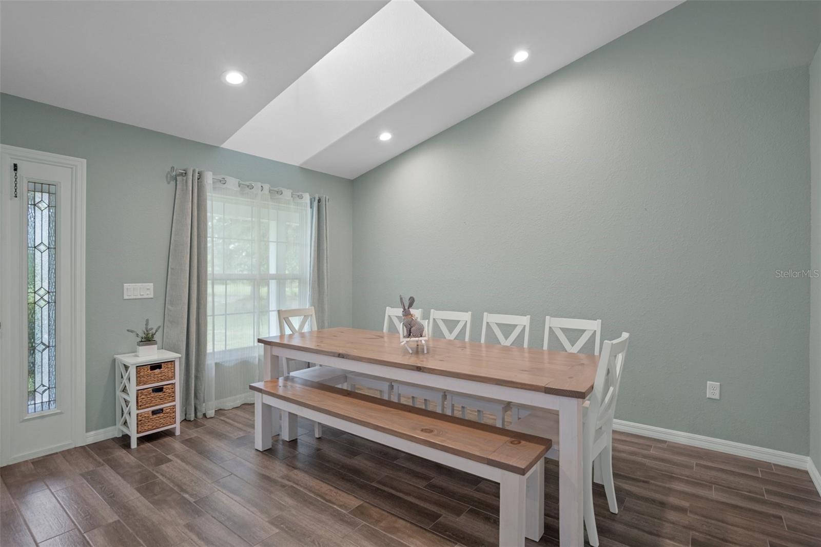 Dormer windows in the formal dining room provide additional light and are beautiful