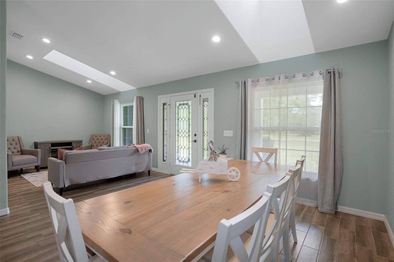 This is a view of the formal dining room and living room both