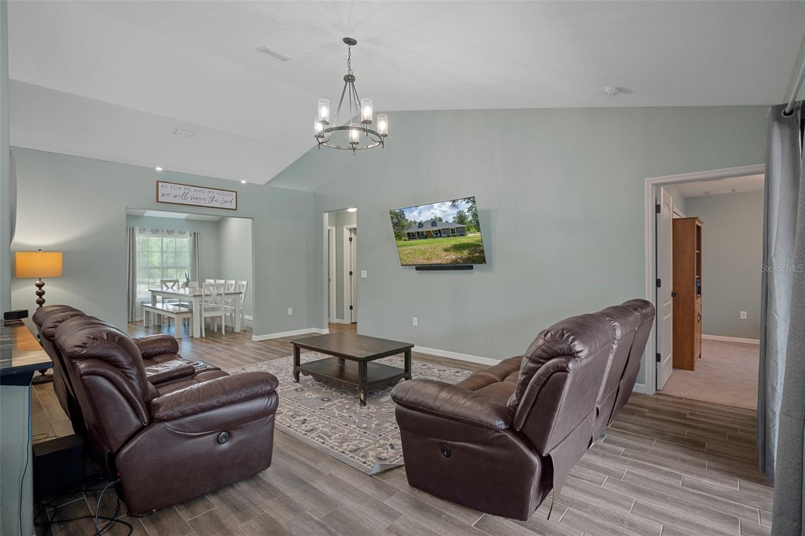 This is a view of the family room from the formal dining room