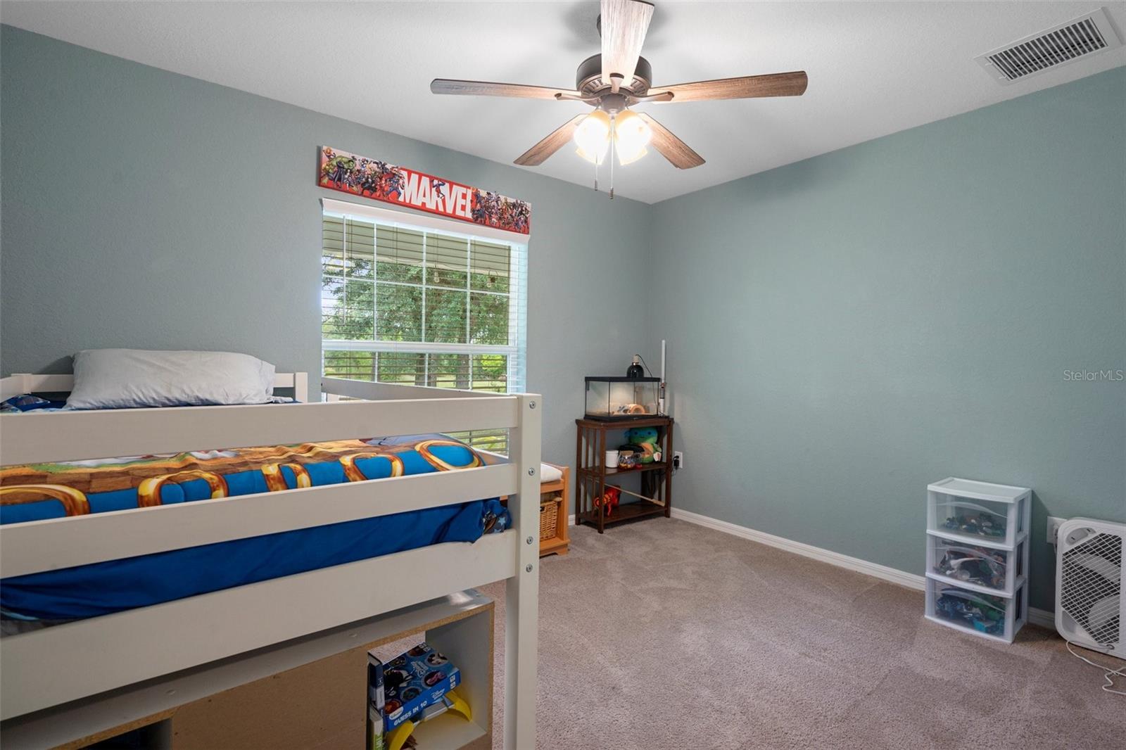 Bedroom three has a newer fan/light