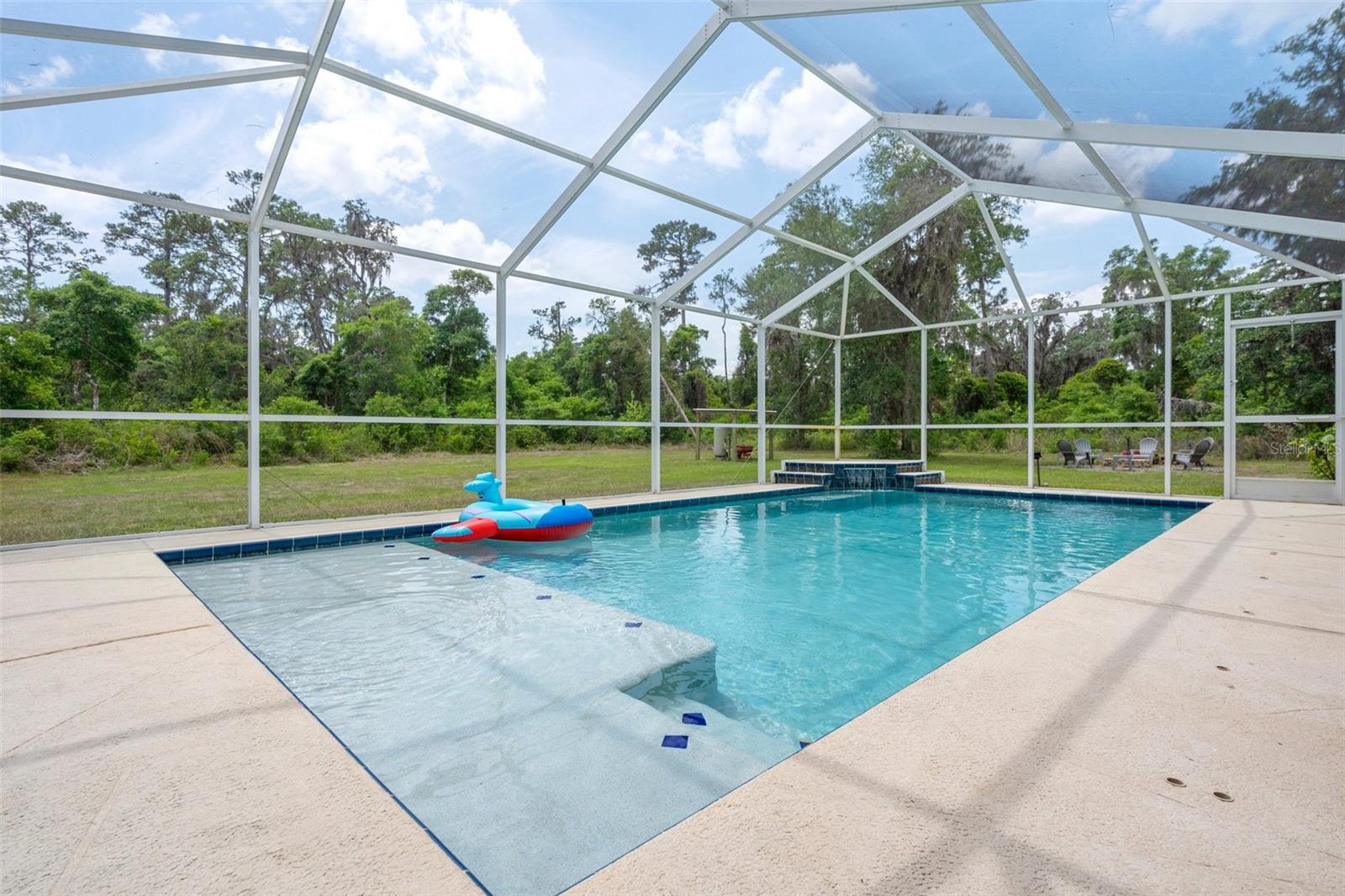 There is Beautiful salt water Pool