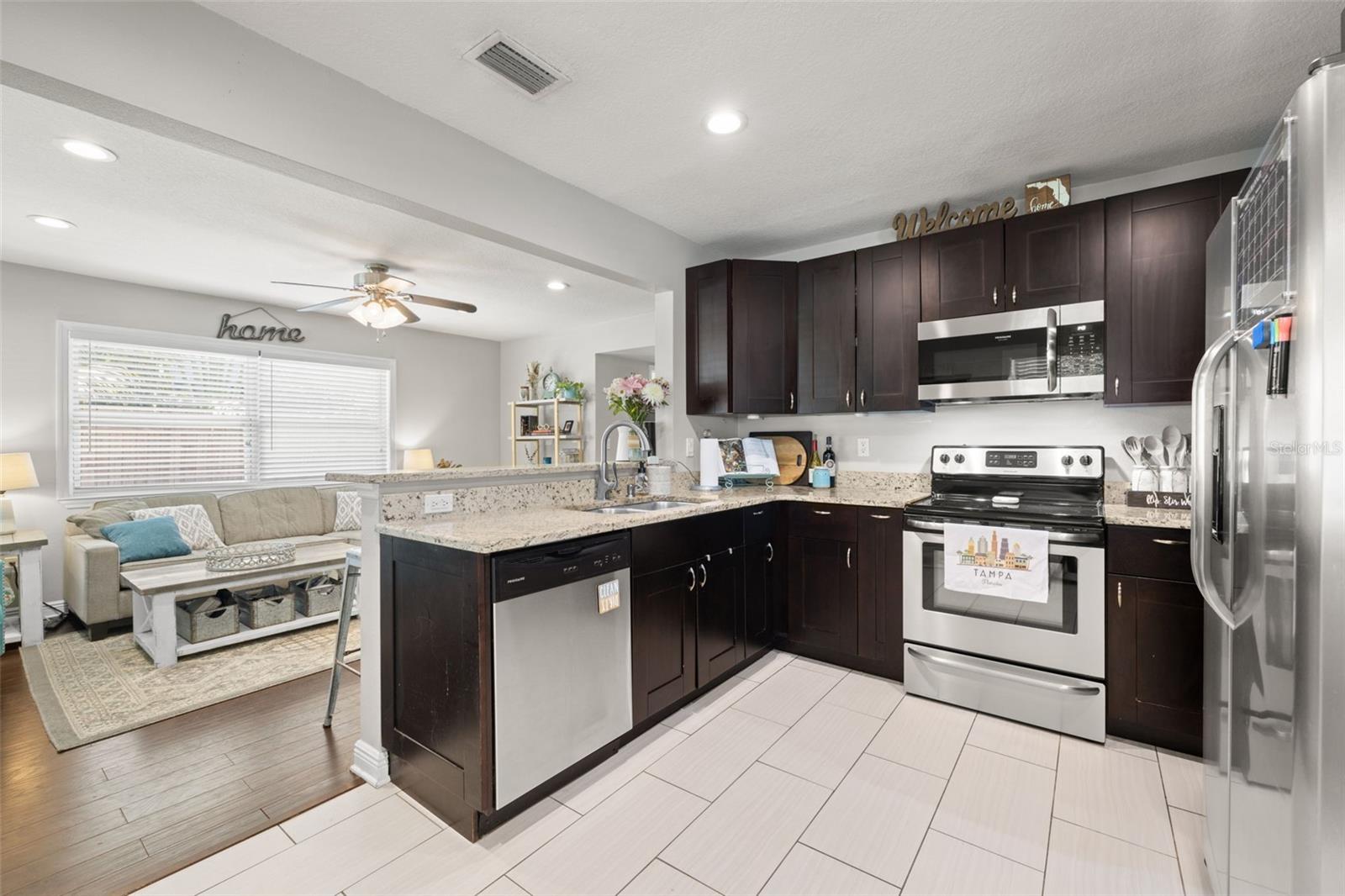 Updated kitchen with granite countertops