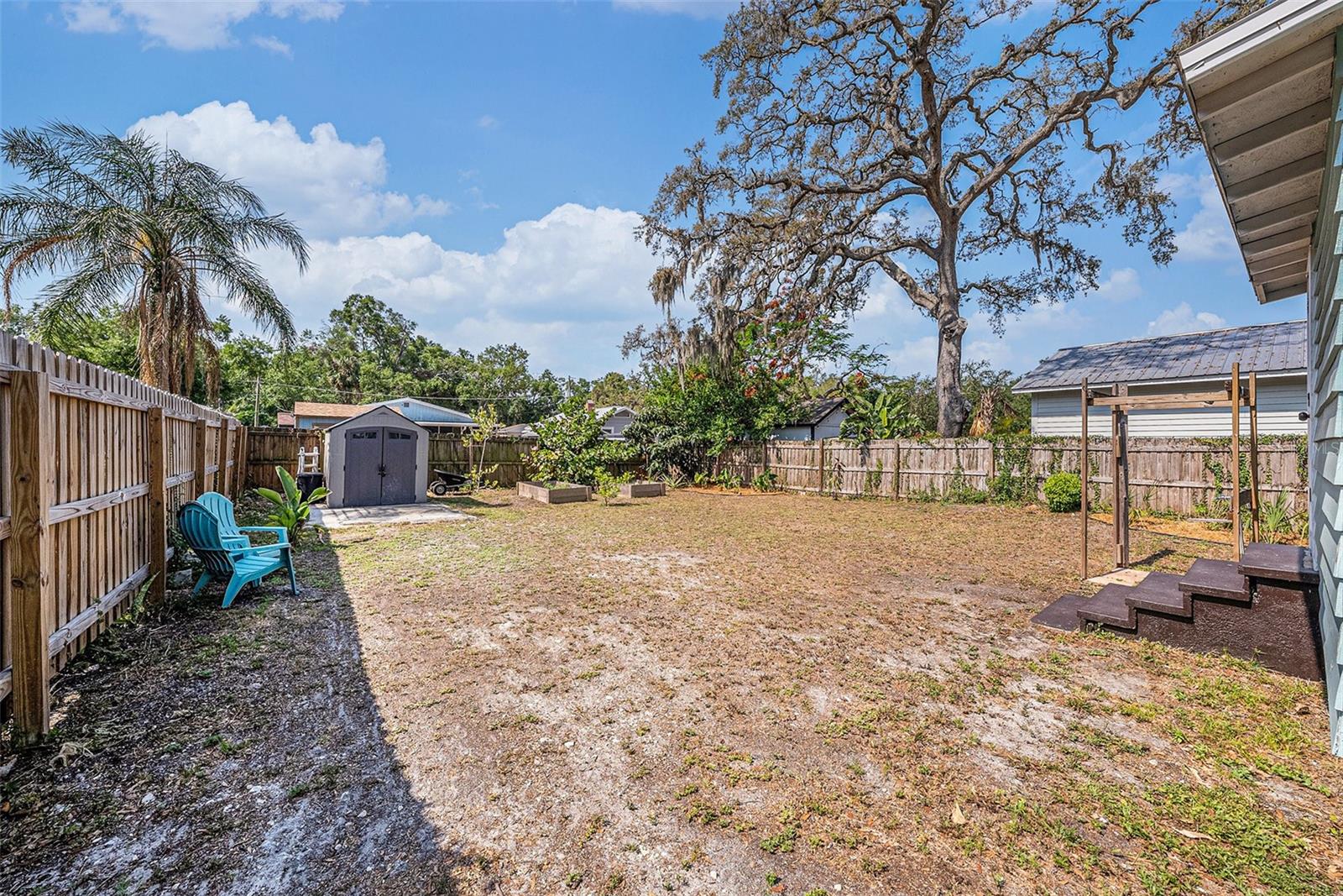 Fenced in backyard