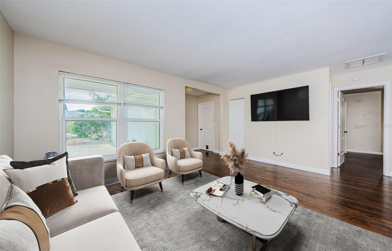 Virtual staged image of living room area