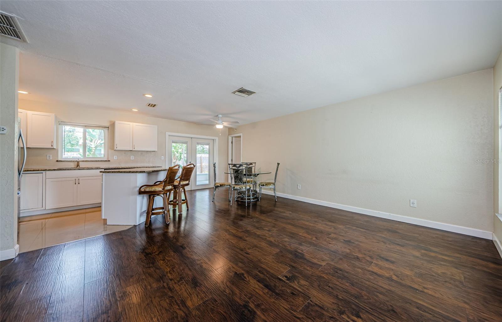 Image of living room, dining and kitchen