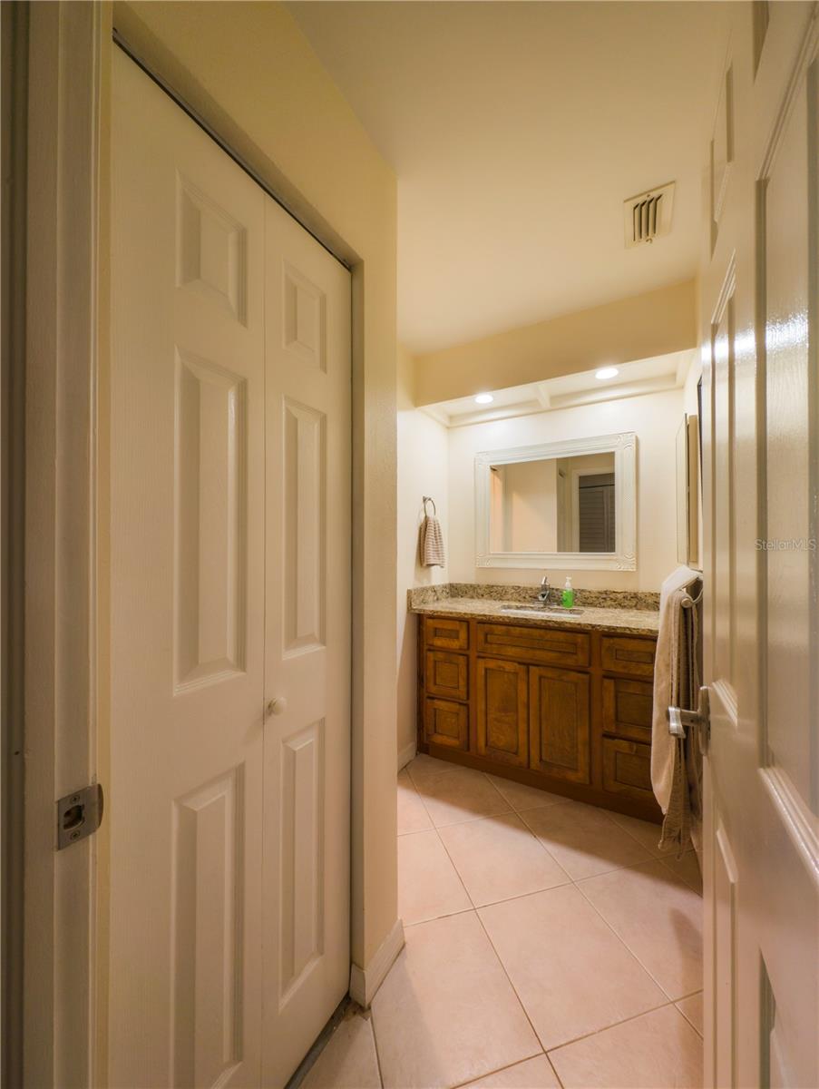 Linens closet in bath