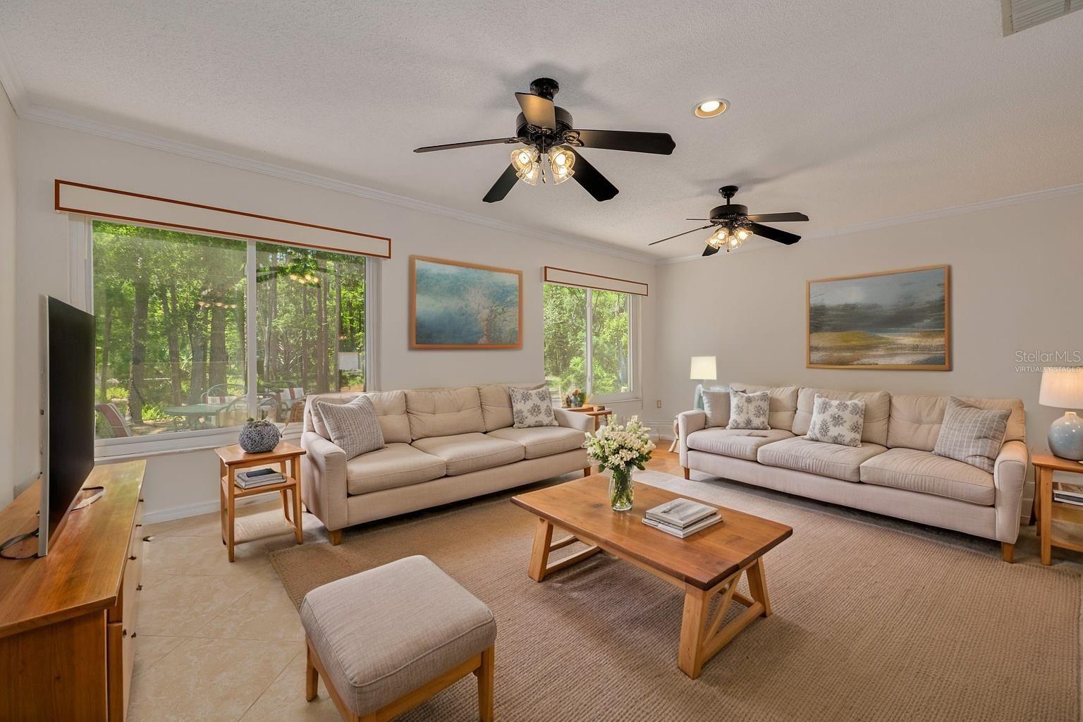 Family room, virtually staged