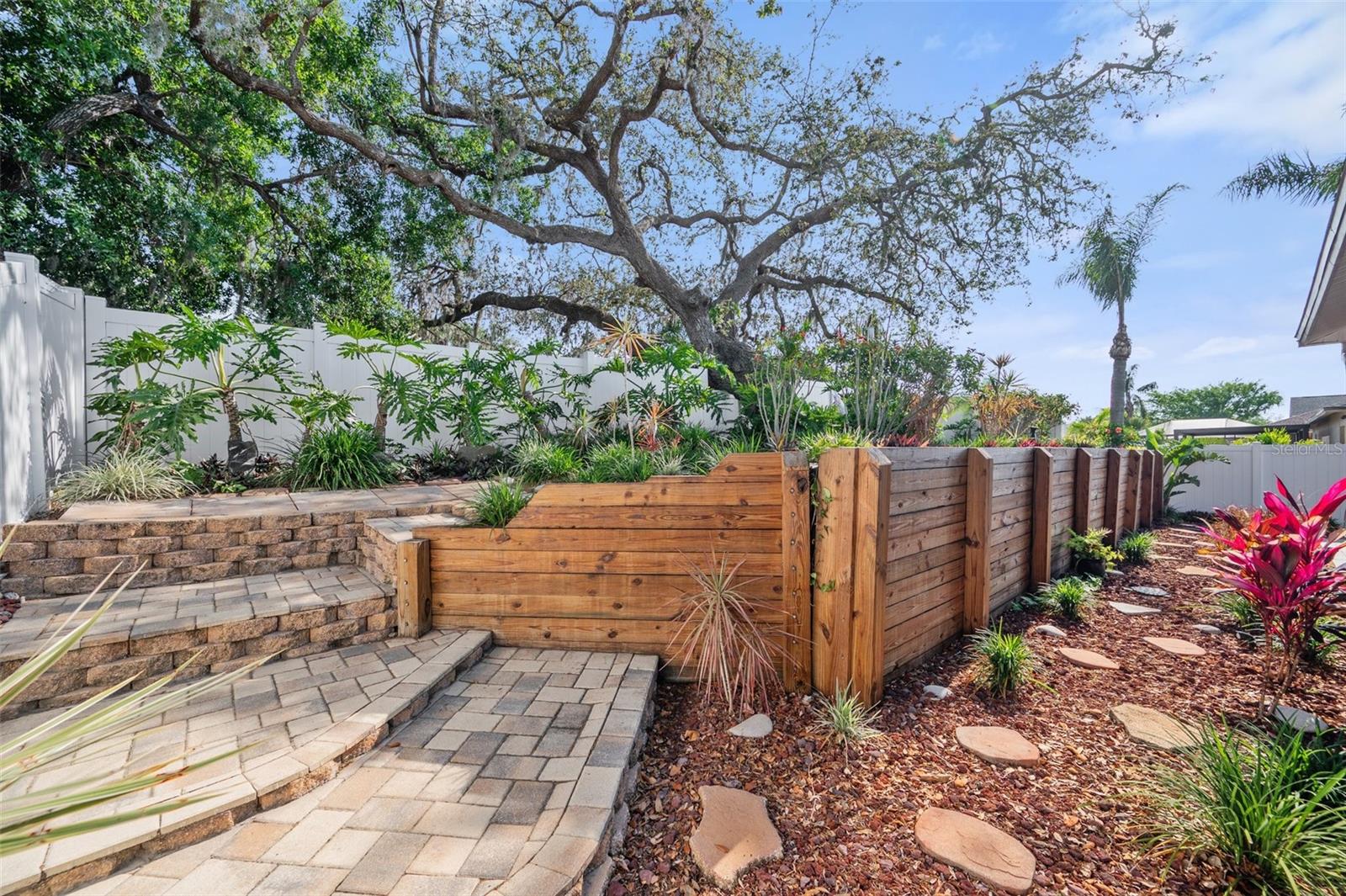 Paver steps to the elevated garden