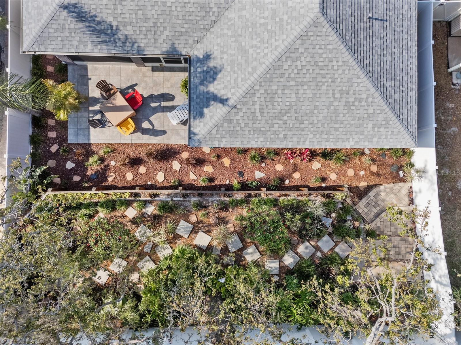 Overview of garden and patio