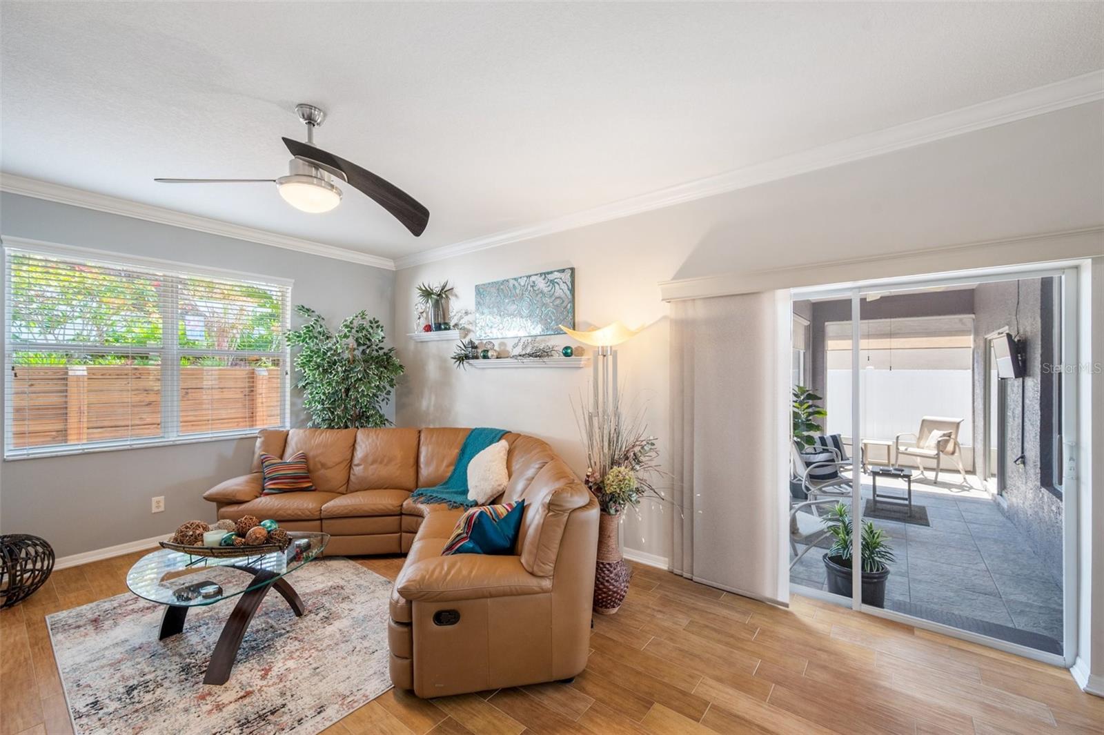Sliding doors from the family room to the screen room