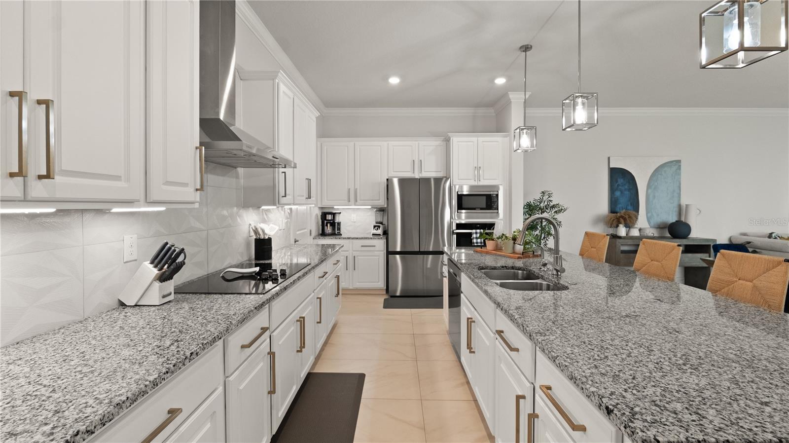 Gorgeous Kitchen with Large Island, Granit Counters, Upgraded Hardware, Stainless Steel Appliances, Crown Molding Cabinets and Closet Pantry