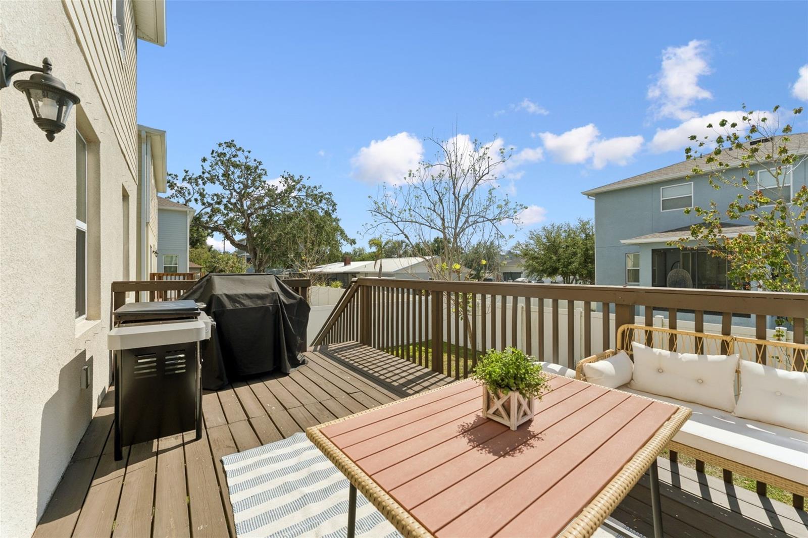 Newly stained deck