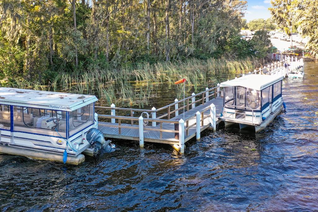 Community owned Pontoon boats for lake cruises.