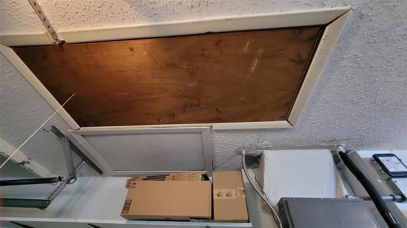 attic stairway is in the garage.